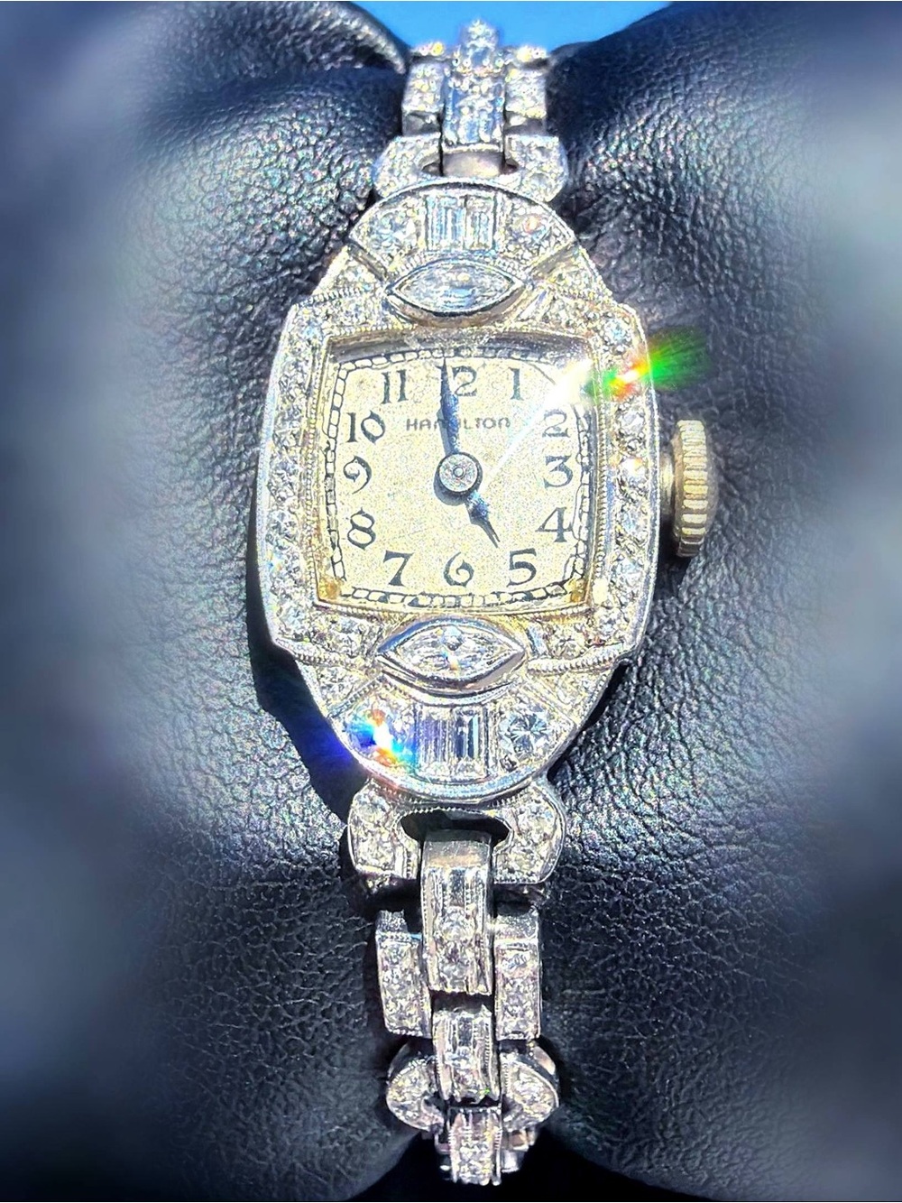 Art Deco Vintage Hamilton Platinum & 14k white gold 1.25CTW Natural Diamond - Picture 2 of 13